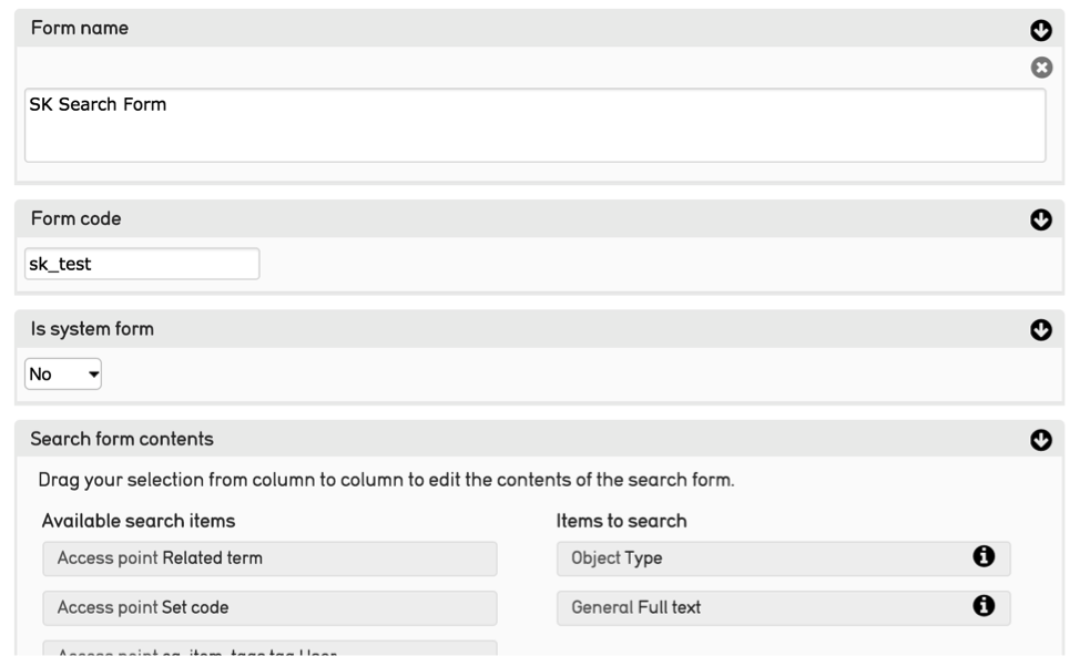 Creating a new advanced search form